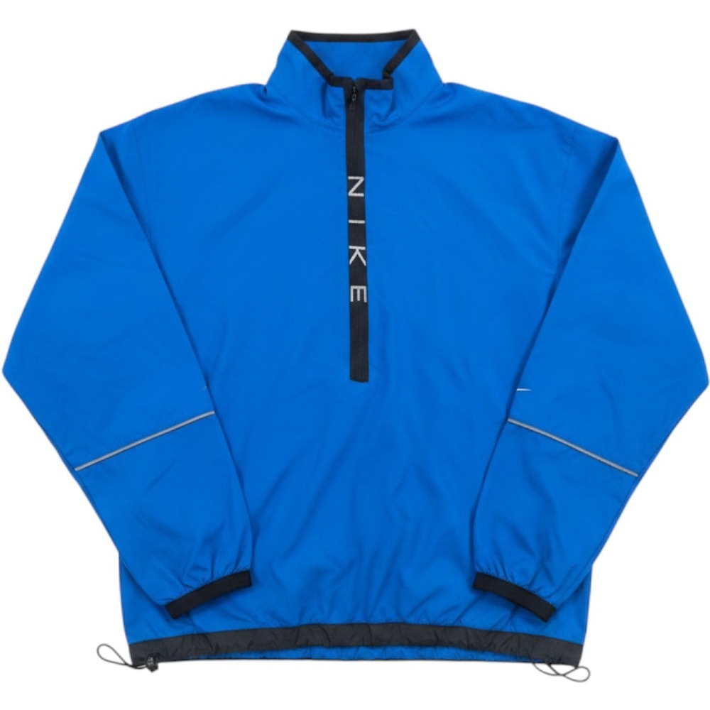 VTG 90s Nike Boys Blue Quarter Zip Windbreaker Jacket Reflective Logo Med 8 10